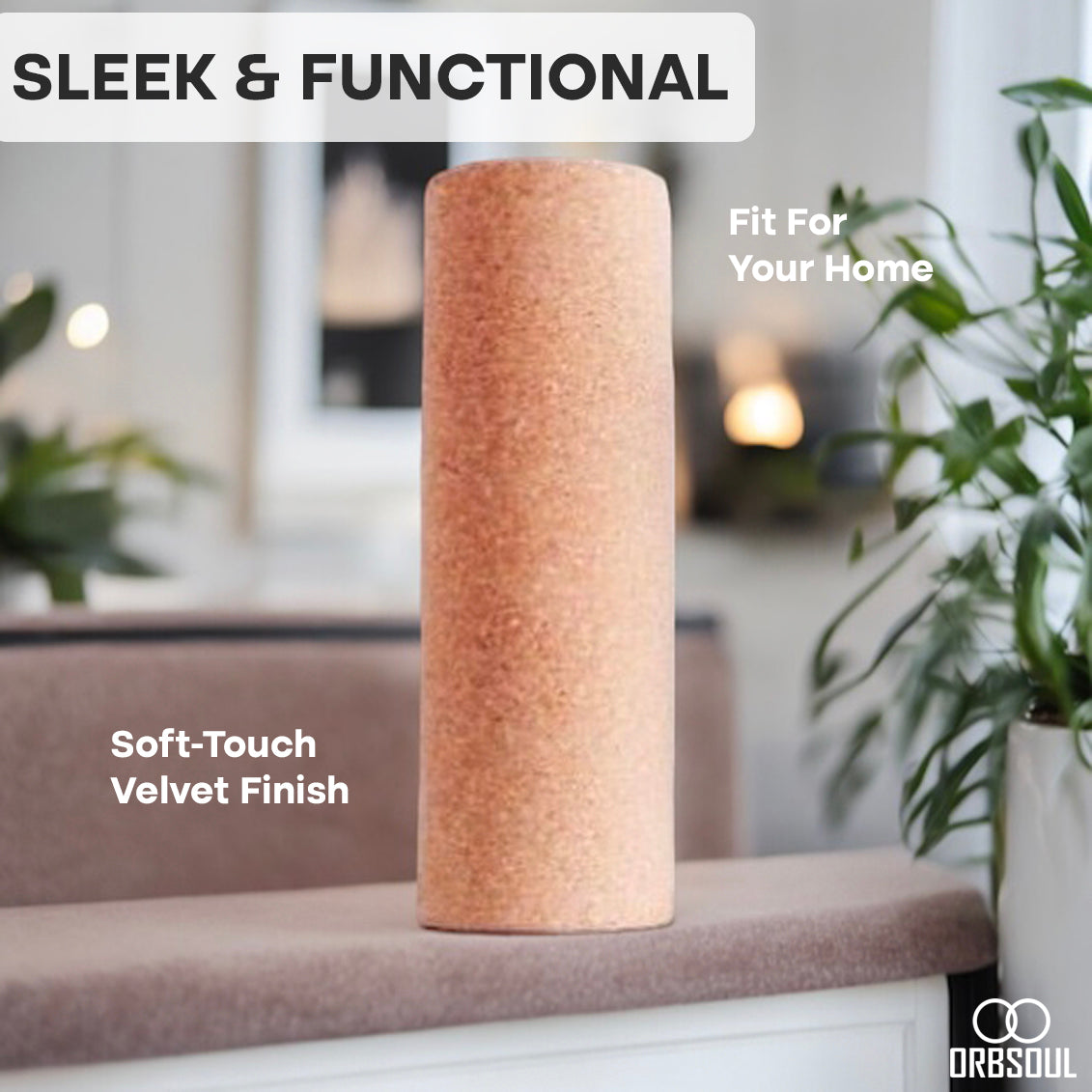 serenity cork massage roller. Sleek and functional fit for your home. soft touch velvet finish