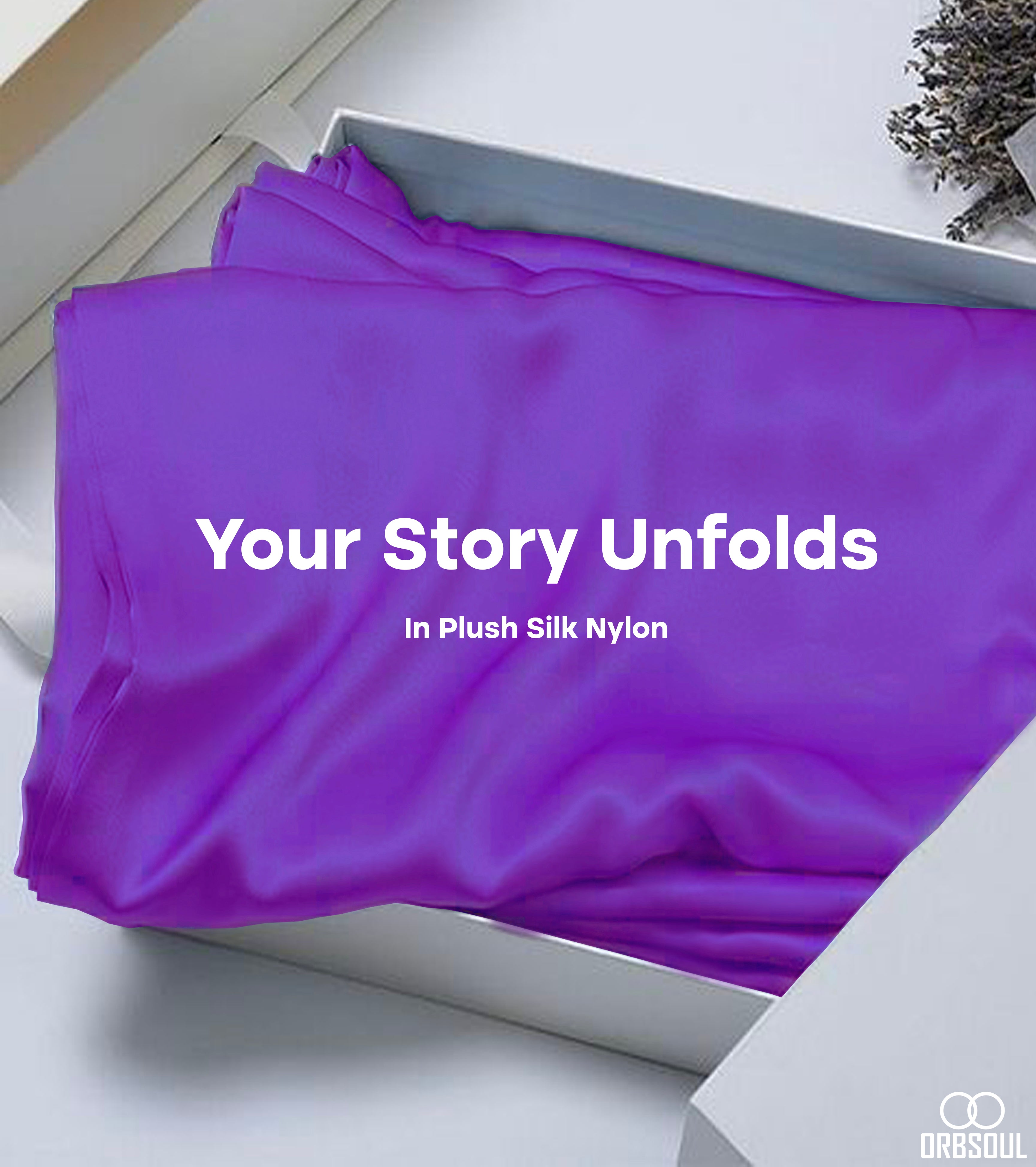 aerial silks fabric in a box being unpacked with text that says your story unfolds